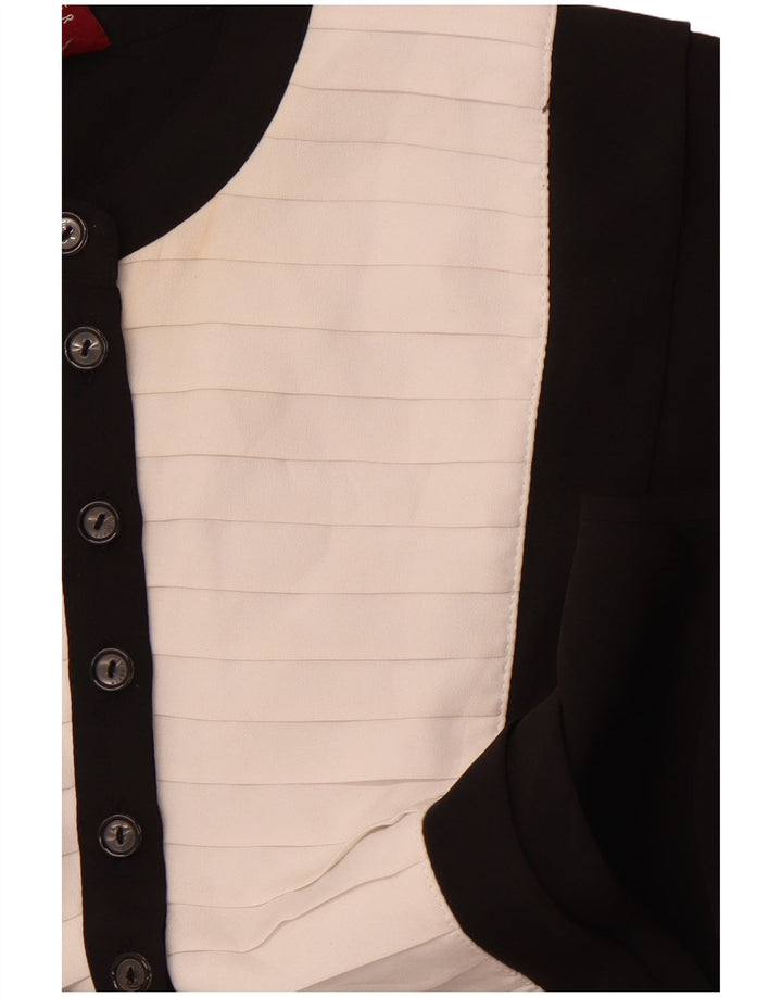 TED BAKER Womens Sleeveless A-Line Dress Size 2 Small Black Colourblock