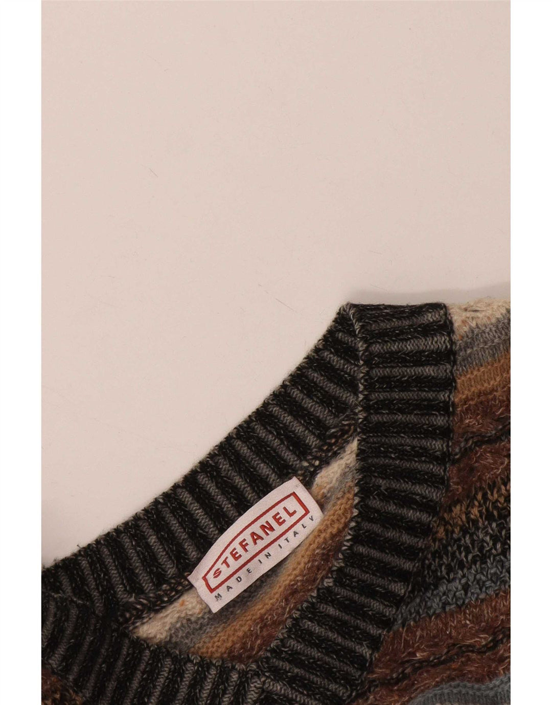 Stefanel Womens V-Neck Jumper Sweater UK 14 Large Multicoloured Striped