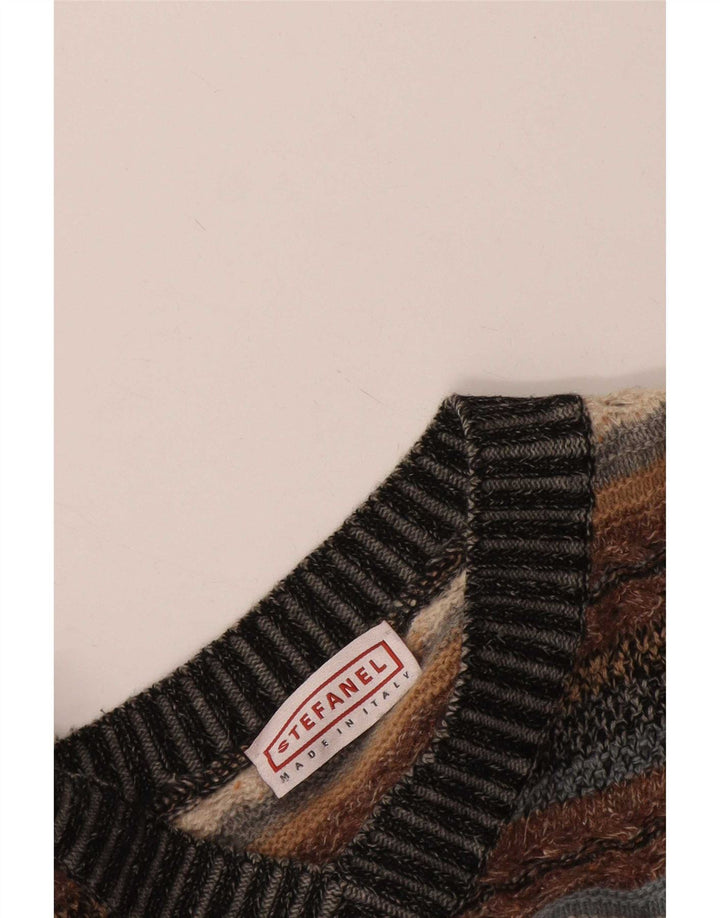 Stefanel Womens V-Neck Jumper Sweater UK 14 Large Multicoloured Striped