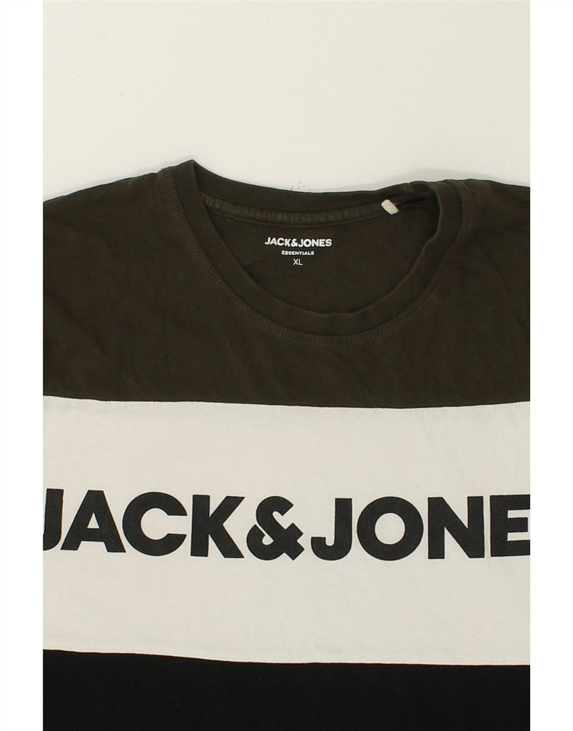 JACK & JONES Mens Graphic T-Shirt Top XL Black Colourblock | Vintage Jack & Jones | Thrift | Second-Hand Jack & Jones | Used Clothing | Messina Hembry 