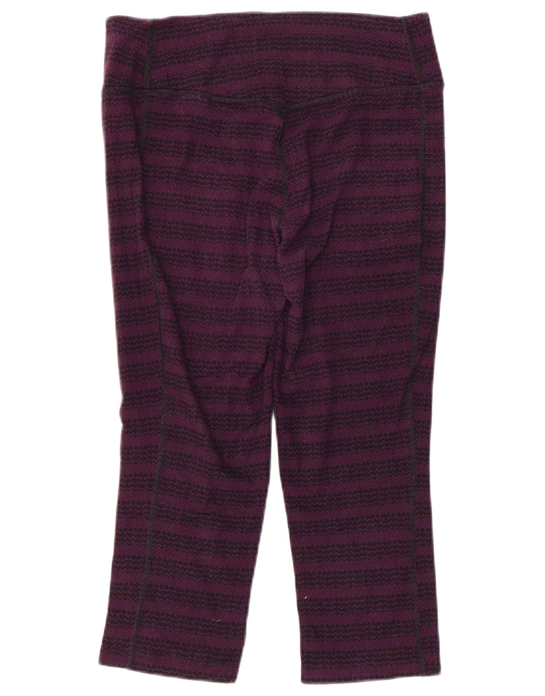 NIKE Womens Dri Fit Capri Leggings UK 14 Medium  Purple Striped Cotton