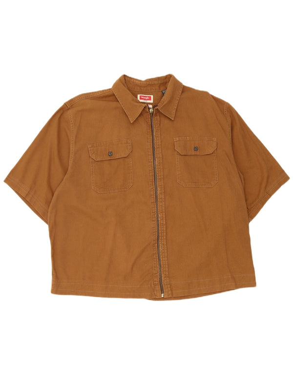Wrangler Mens Short Sleeve Shirt XL Brown Cotton