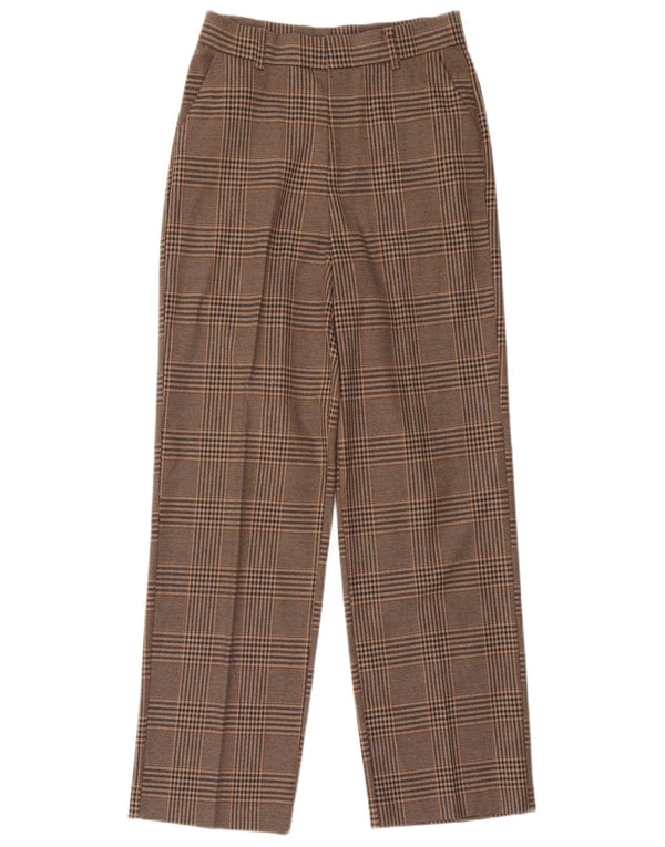Zara Womens High Waist Tapered Suit Trousers XS W24 L30 Brown Houndstooth