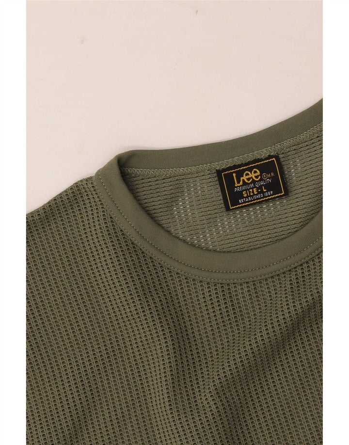 Lee Womens See Through T-Shirt Top UK 14 Large Khaki