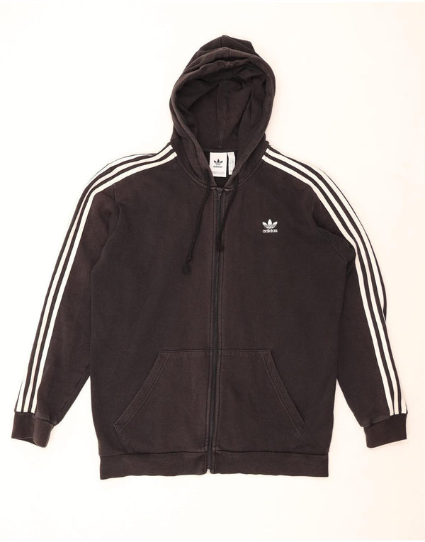 ADIDAS Mens Zip Hoodie Sweater Large Black Cotton