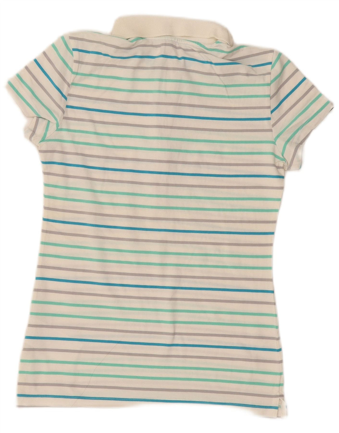 Nike Womens Polo Shirt UK 8/10 Small Off White Striped Cotton