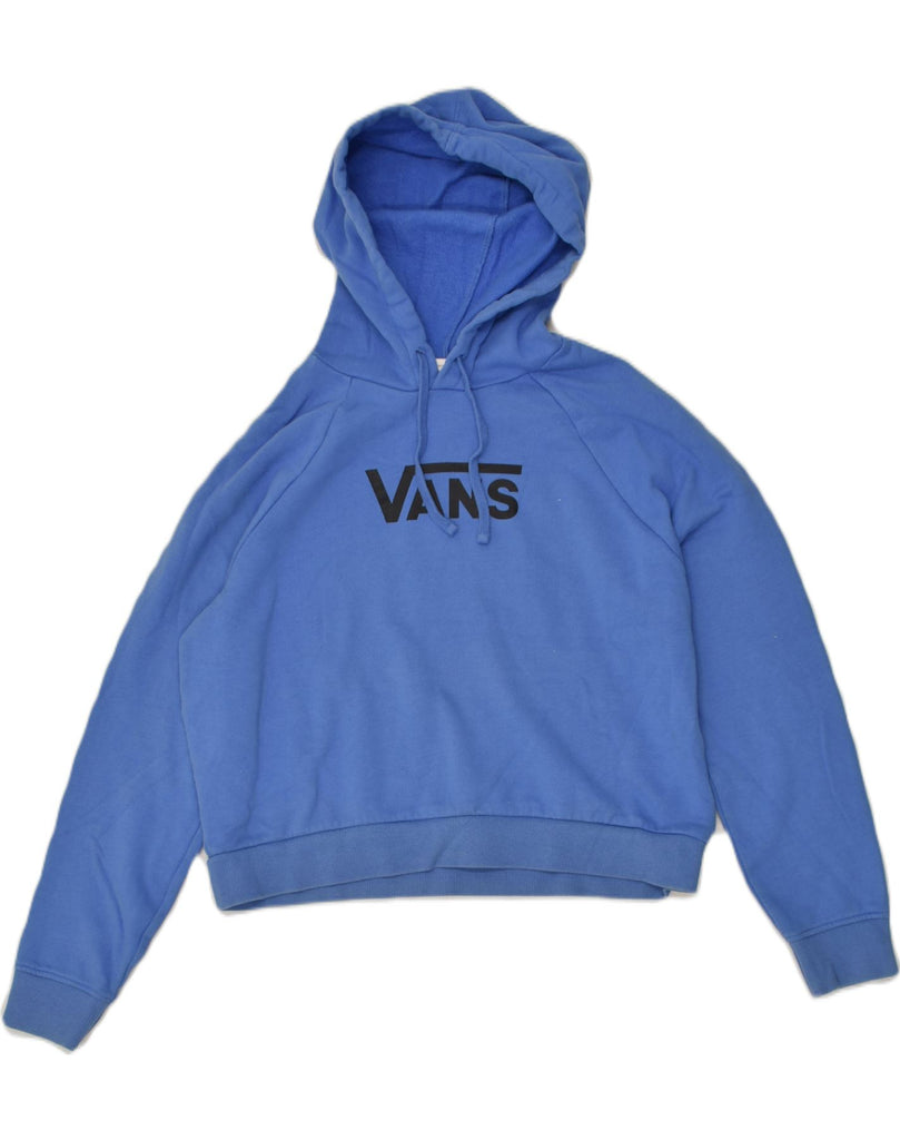 VANS Womens Graphic Crop Hoodie Jumper UK 10 Small Blue | Vintage Vans | Thrift | Second-Hand Vans | Used Clothing | Messina Hembry 