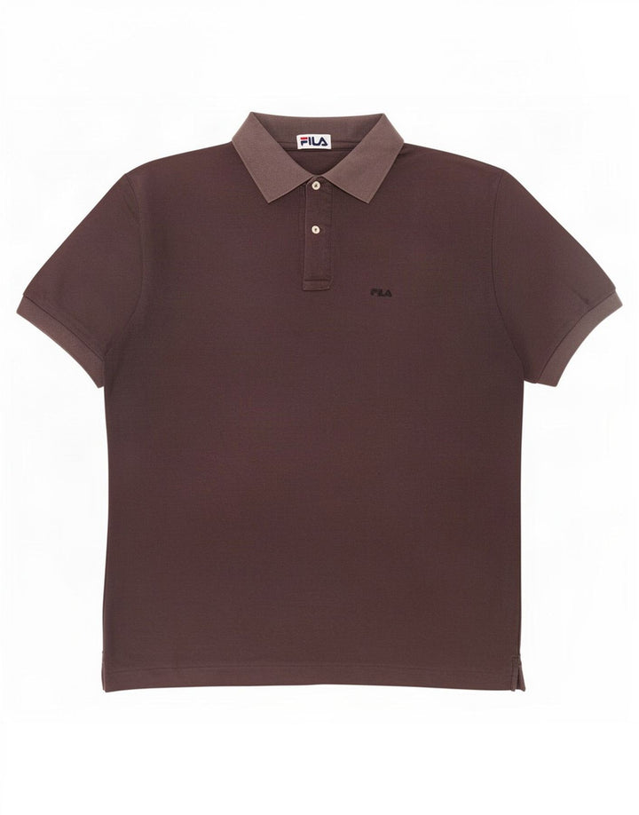 Fila Mens Polo Shirt Large Black Cotton