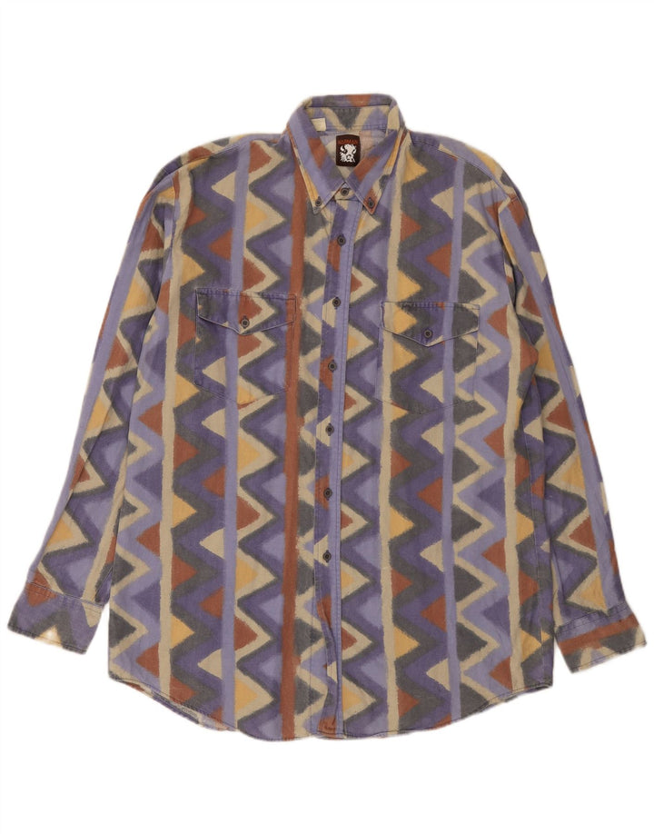 Vintage Mens Shirt Large Multicoloured Chevron