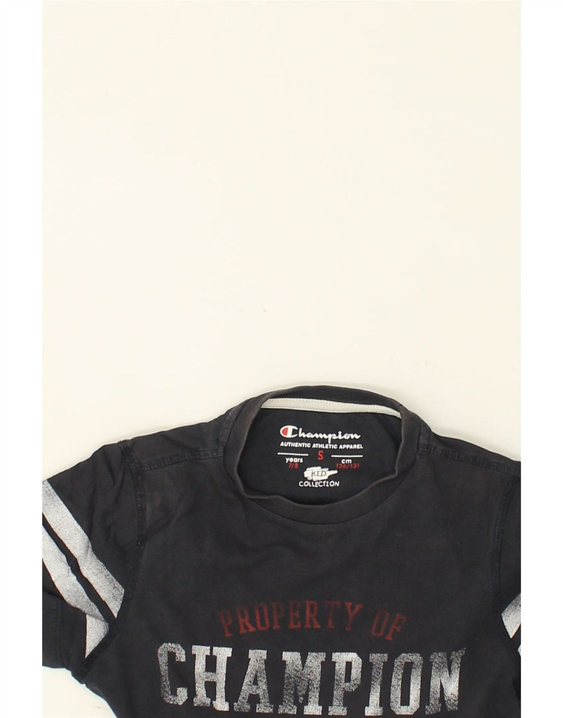 CHAMPION Boys Graphic T-Shirt Top 7-8 Years Small Navy Blue Cotton | Vintage Champion | Thrift | Second-Hand Champion | Used Clothing | Messina Hembry 