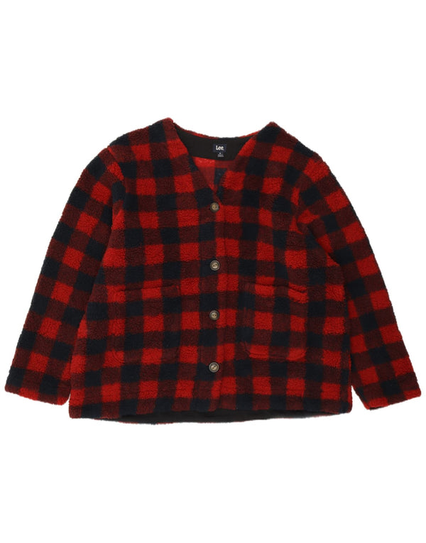 Lee Womens Loose Fit Fleece Jacket UK 18 XL Red Gingham Polyester