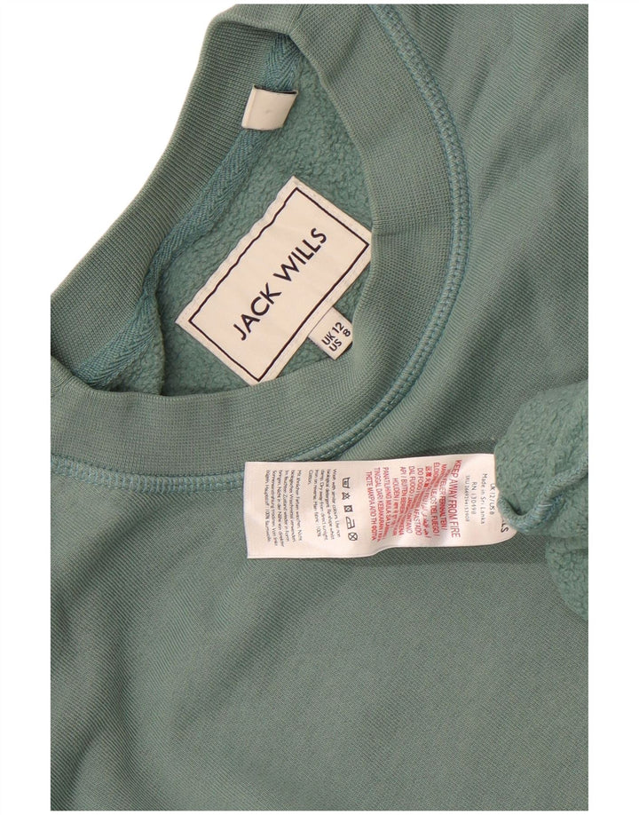 Jack Wills Womens Oversized Sweatshirt Jumper UK 12 Medium Green Cotton