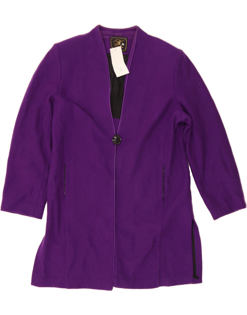 KIRSTEN KROG DESIGN Womens Longline 1 Button Blazer Jacket UK 18 XL Purple Vintage Kirsten Krog Design and Second-Hand Kirsten Krog Design from Messina Hembry 