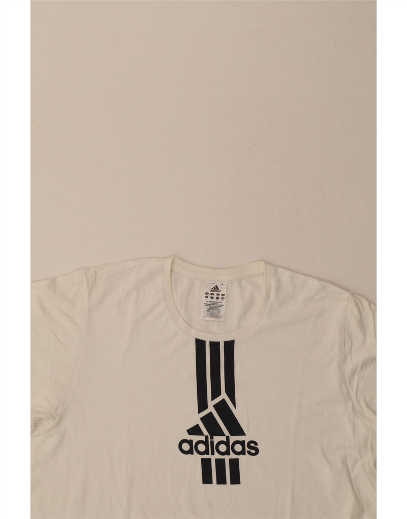ADIDAS Mens Graphic T-Shirt Top Large White Cotton Vintage Adidas and Second-Hand Adidas from Messina Hembry 