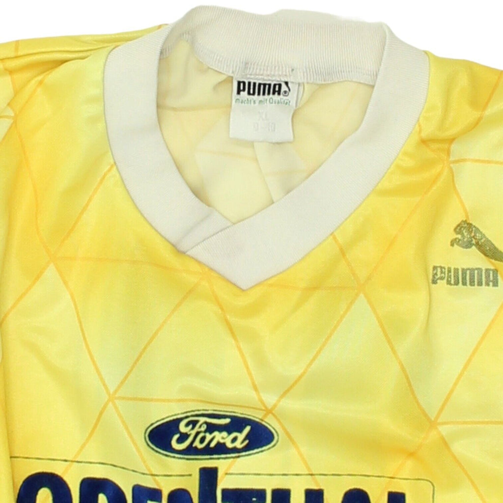 Puma Mens Yellow Long Sleeve Football Shirt | Vintage 90s Ford Odenthal VTG | Vintage Messina Hembry | Thrift | Second-Hand Messina Hembry | Used Clothing | Messina Hembry 