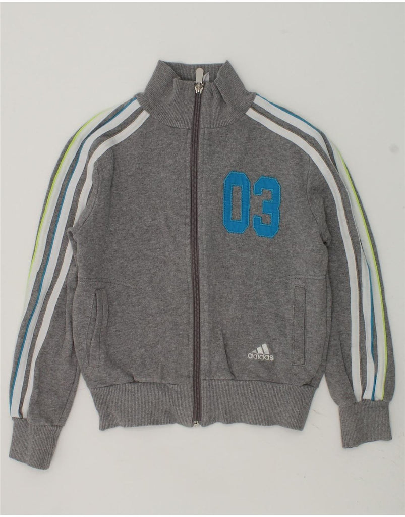 ADIDAS Boys Graphic Tracksuit Top Jacket 7-8 Years Small Grey Cotton | Vintage Adidas | Thrift | Second-Hand Adidas | Used Clothing | Messina Hembry 