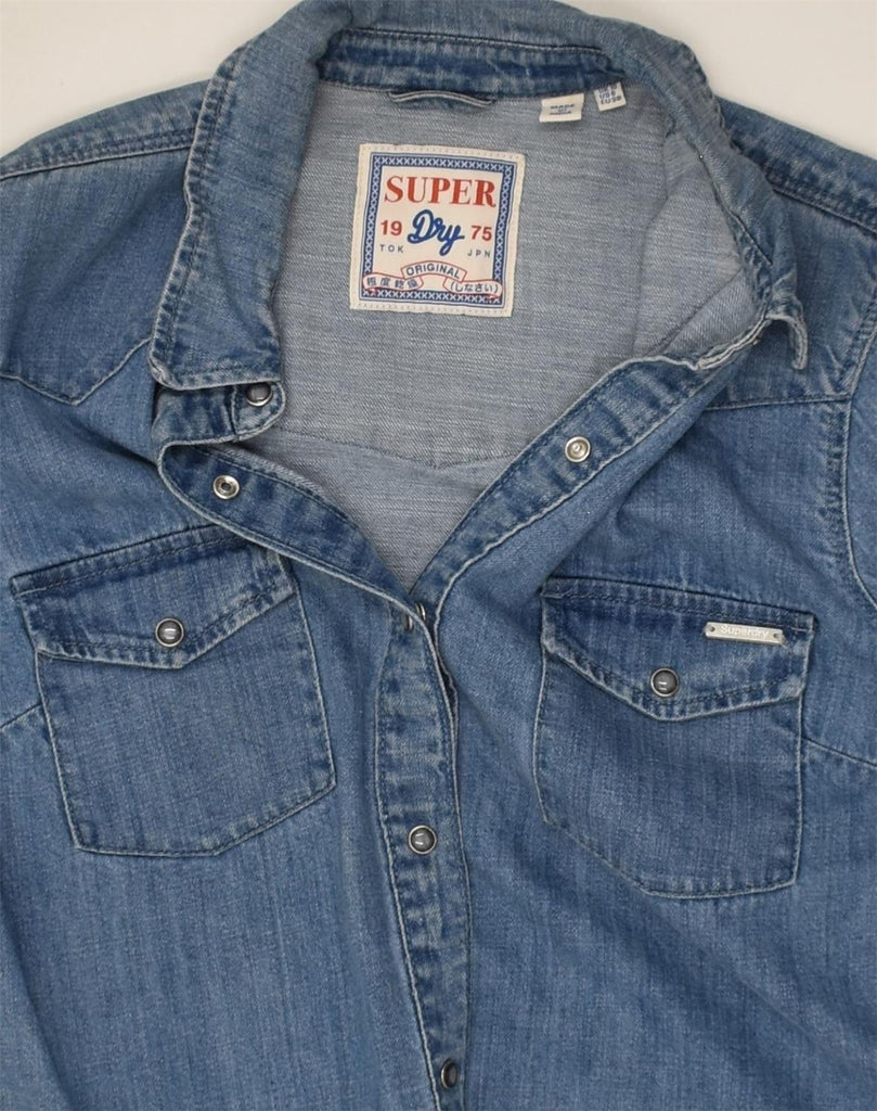 SUPERDRY Mens Denim Shirt UK 10 Small  Blue Cotton | Vintage Superdry | Thrift | Second-Hand Superdry | Used Clothing | Messina Hembry 