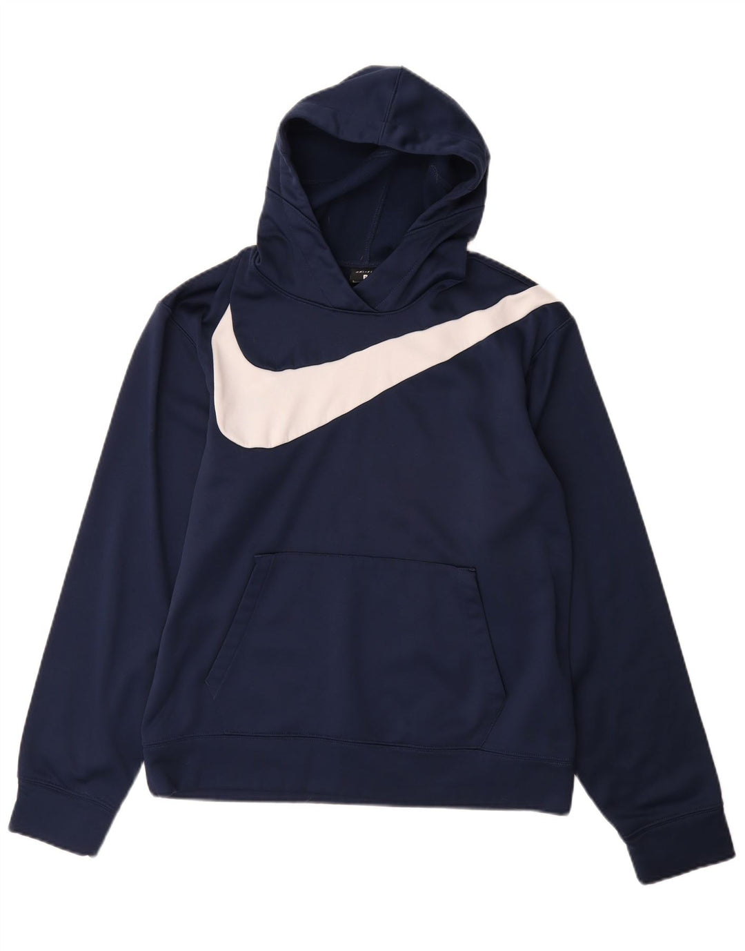 NIKE Mens Dri Fit Graphic Hoodie Jumper Small Navy Blue Polyester