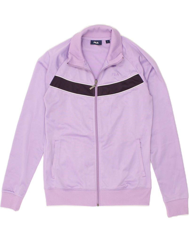 FILA Womens Tracksuit Top Jacket UK 14 Large Purple Polyester Vintage Fila and Second-Hand Fila from Messina Hembry 