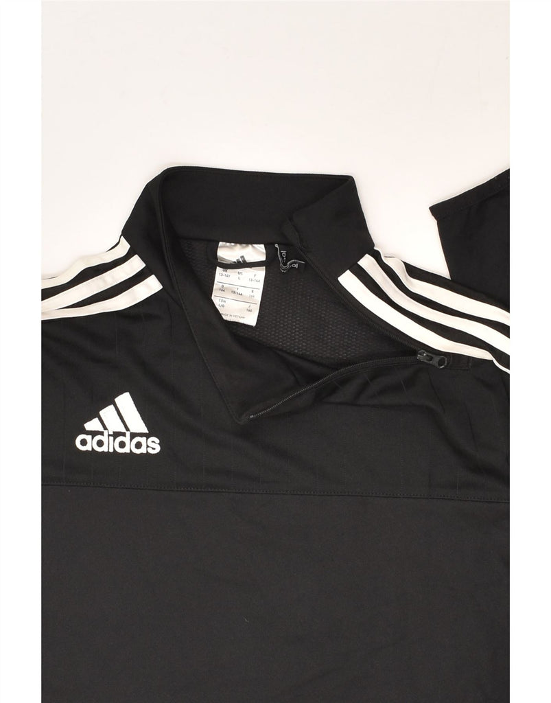 ADIDAS Boys Zip Neck Top Long Sleeve 13-14 Years Black Polyester | Vintage Adidas | Thrift | Second-Hand Adidas | Used Clothing | Messina Hembry 