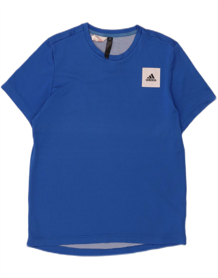 ADIDAS Boys Aeroready T-Shirt Top 13-14 Years Blue Polyester