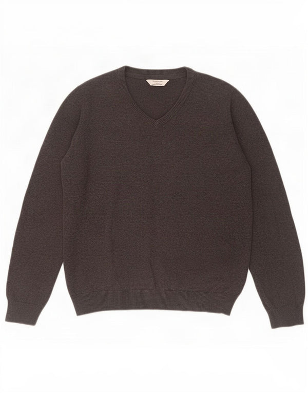 Marks & Spencer Boys V-Neck Jumper Sweater 12-13 Years Grey Cotton