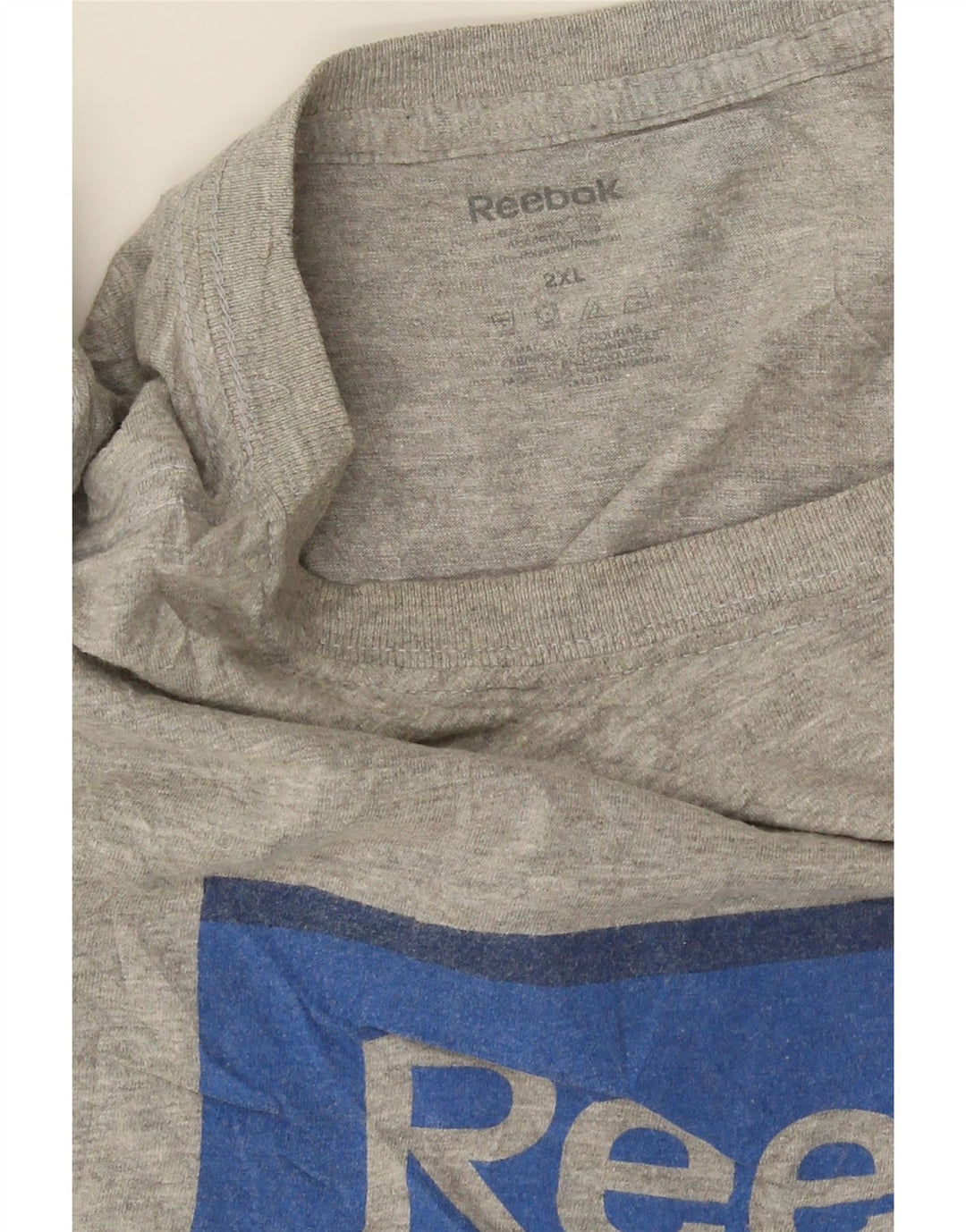 REEBOK Mens Graphic T-Shirt Top 2XL Grey Flecked