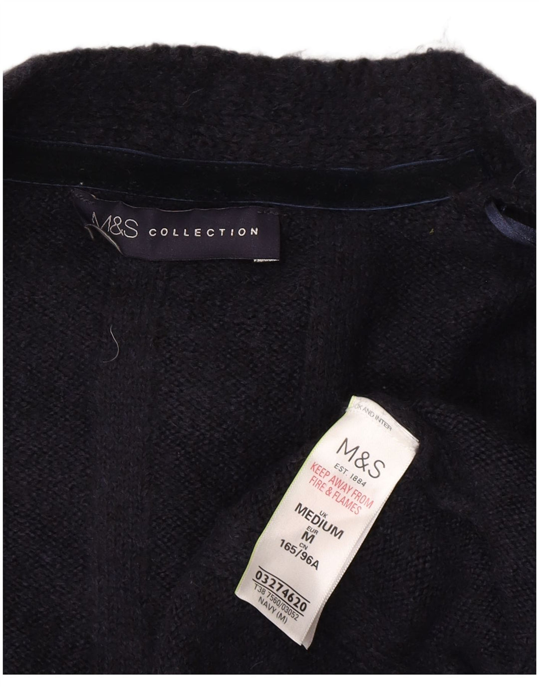 Marks & Spencer Womens Longline Cardigan Sweater UK 14 Medium Navy Blue