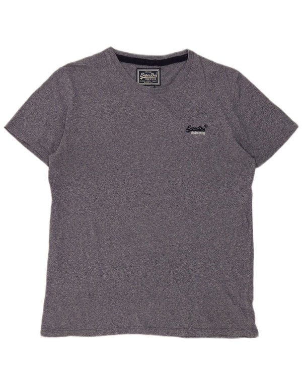 Superdry Mens T-Shirt Top XL Navy Blue Flecked Cotton