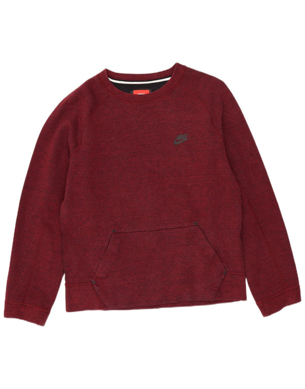 Nike Womens Oversized Sweatshirt Jumper UK 10 Small Maroon Cotton