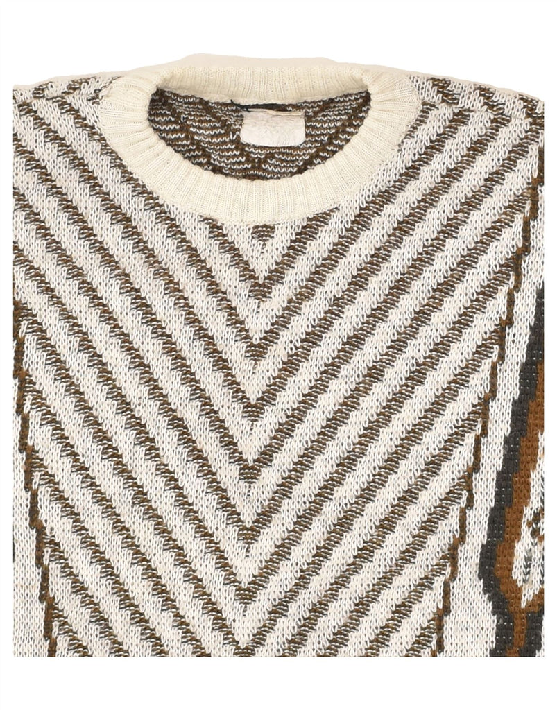 VINTAGE Womens Crew Neck Jumper Sweater UK 16 Large White Fair Isle | Vintage Vintage | Thrift | Second-Hand Vintage | Used Clothing | Messina Hembry 