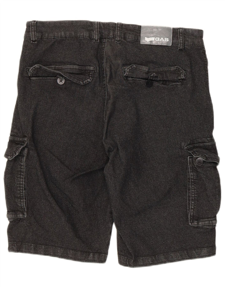 Gas Mens Denim Regular Fit Cargo Shorts Medium W32 Black Cotton