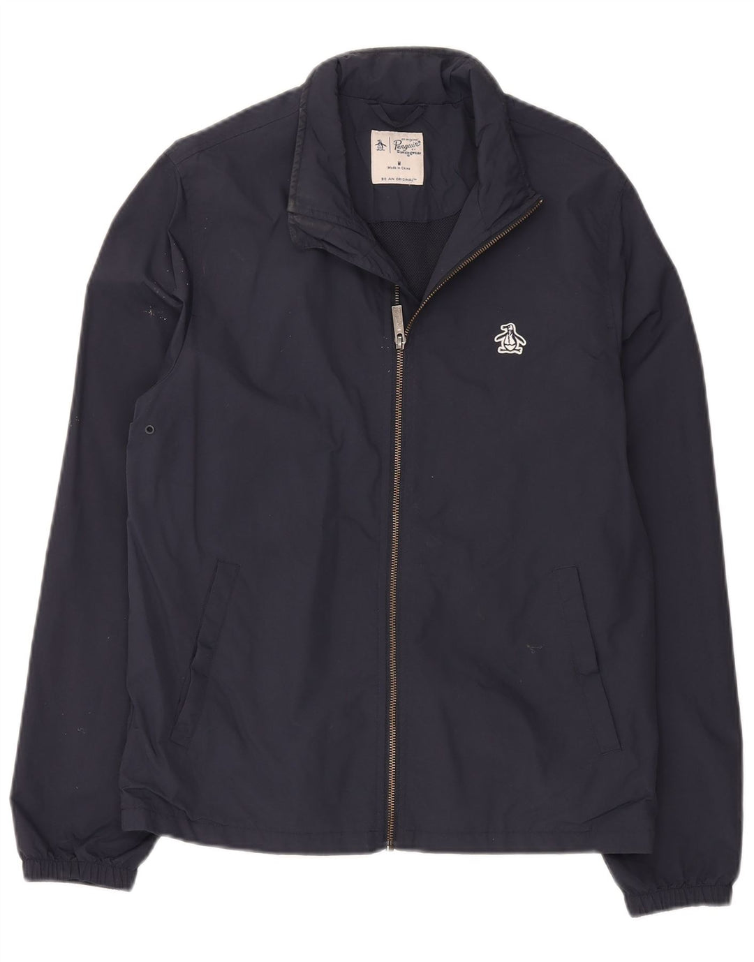 Penguin Mens Bomber Jacket UK 38 Medium Navy Blue Nylon