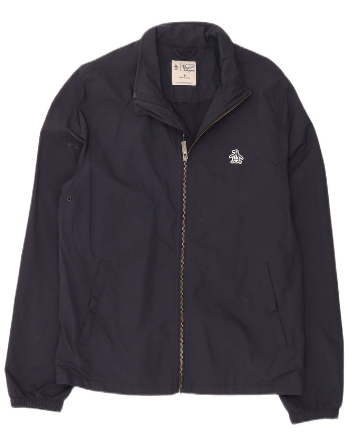 Penguin Mens Bomber Jacket UK 38 Medium Navy Blue Nylon