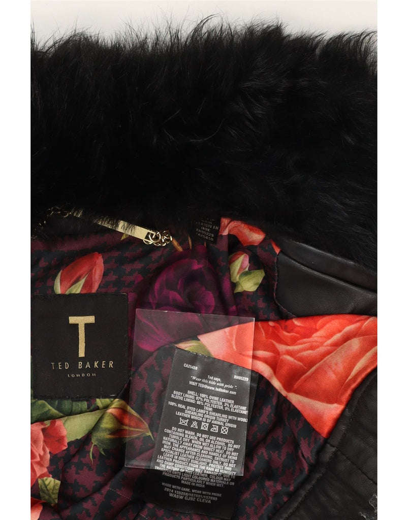 TED BAKER Womens Leather Jacket UK 8 Small Black Leather Vintage Ted Baker and Second-Hand Ted Baker from Messina Hembry 