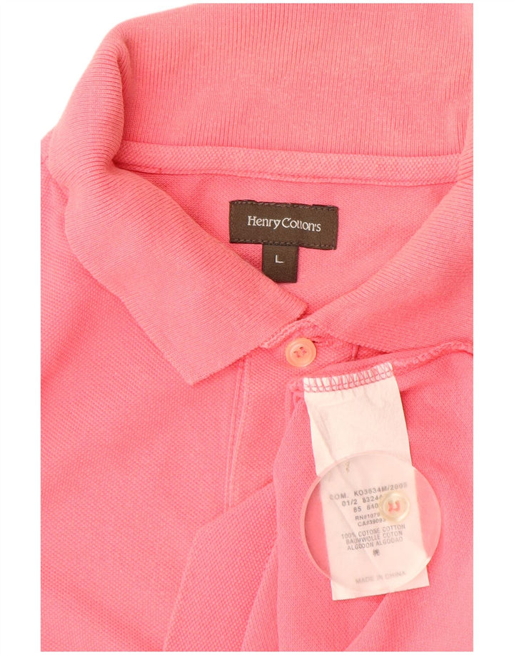 Henry Cottons Mens Polo Shirt Large Pink Cotton