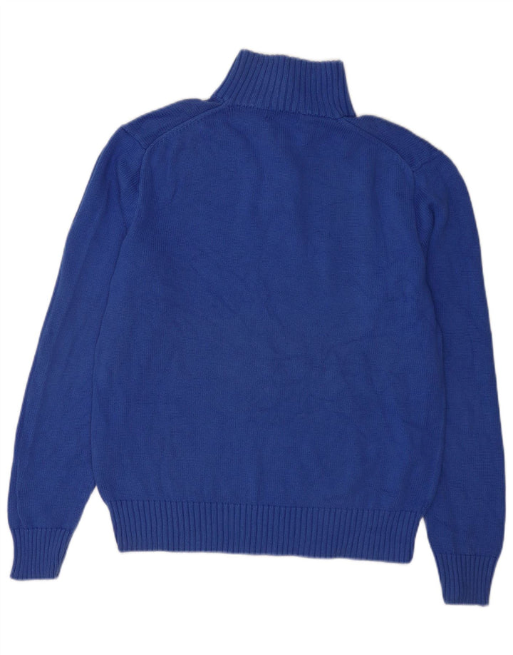 POLO RALPH LAUREN Mens Button Neck Jumper Sweater Medium Blue Cotton