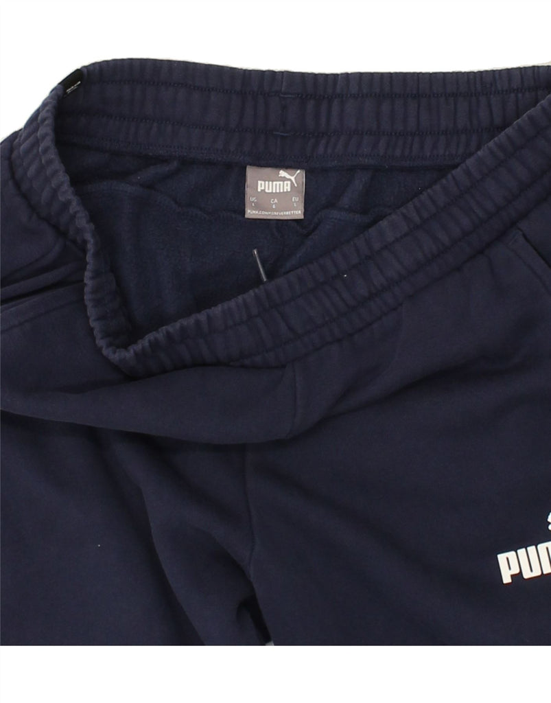 PUMA Mens Tracksuit Trousers Joggers Large Navy Blue Cotton | Vintage Puma | Thrift | Second-Hand Puma | Used Clothing | Messina Hembry 