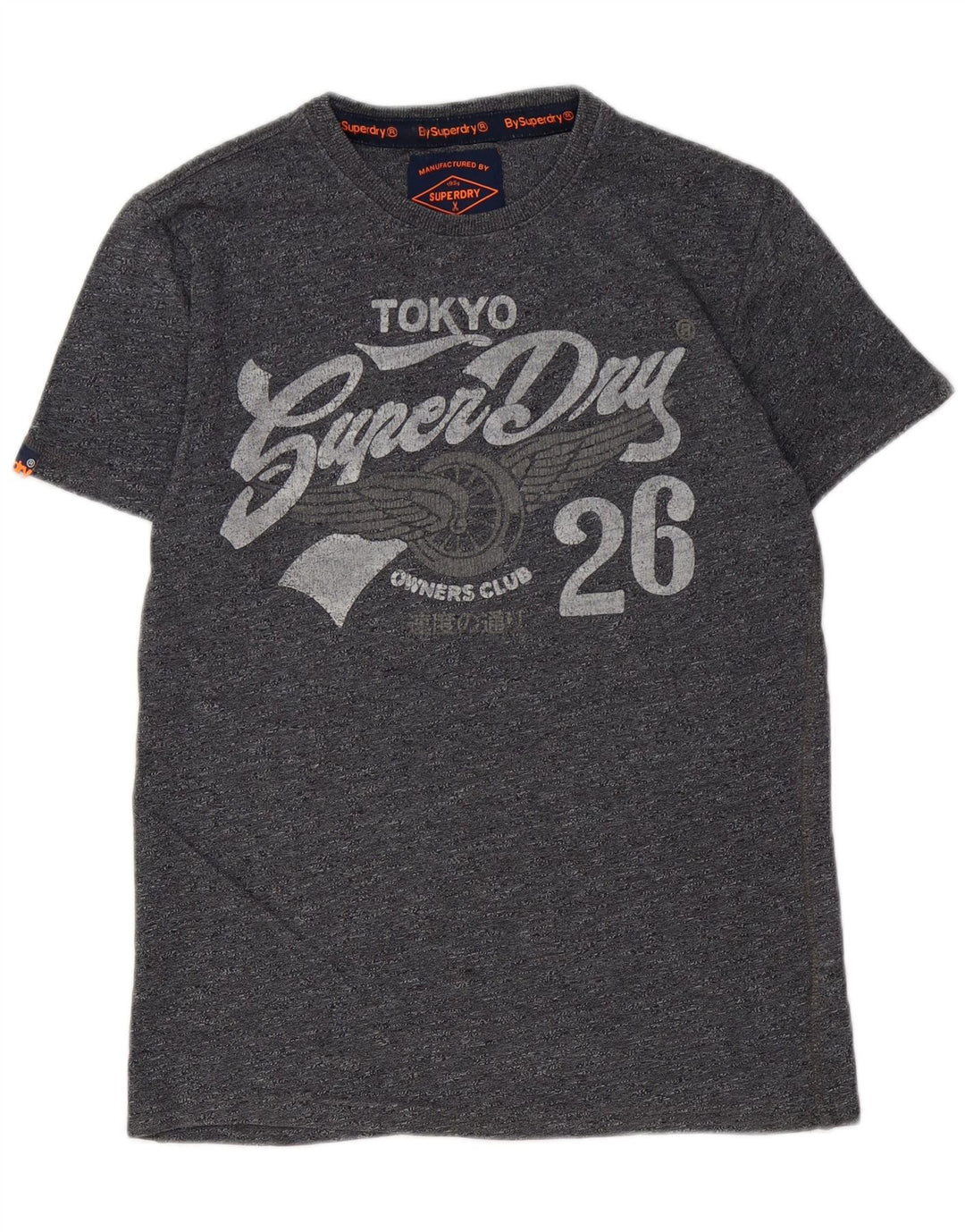 Superdry Mens Graphic T-Shirt Top Medium Grey Flecked Cotton