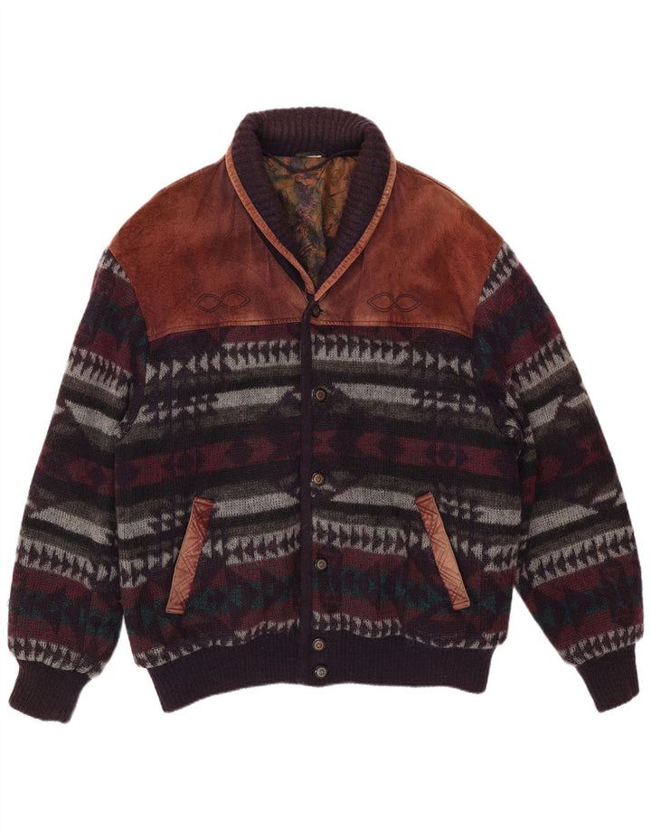 C&A Mens Knit Bomber Jacket Medium Multicoloured Fair Isle
