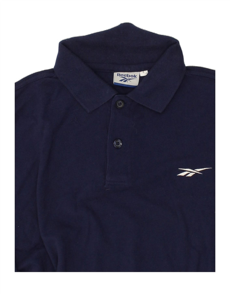 REEBOK Mens Polo Shirt Medium Navy Blue Cotton | Vintage Reebok | Thrift | Second-Hand Reebok | Used Clothing | Messina Hembry 