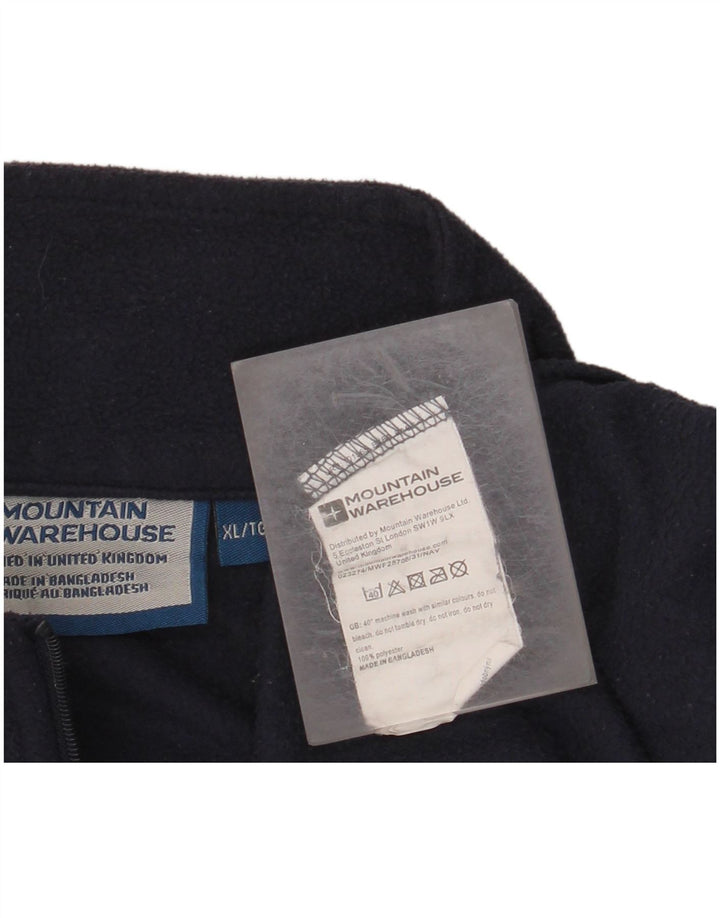 MOUNTAIN WAREHOUSE Mens Zip Neck Fleece Jumper XL Navy Blue Polyester