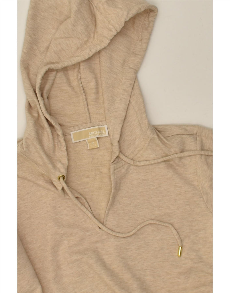 MICHAEL KORS Womens Hoodie Jumper UK 14 Medium Beige Pinstripe | Vintage Michael Kors | Thrift | Second-Hand Michael Kors | Used Clothing | Messina Hembry 