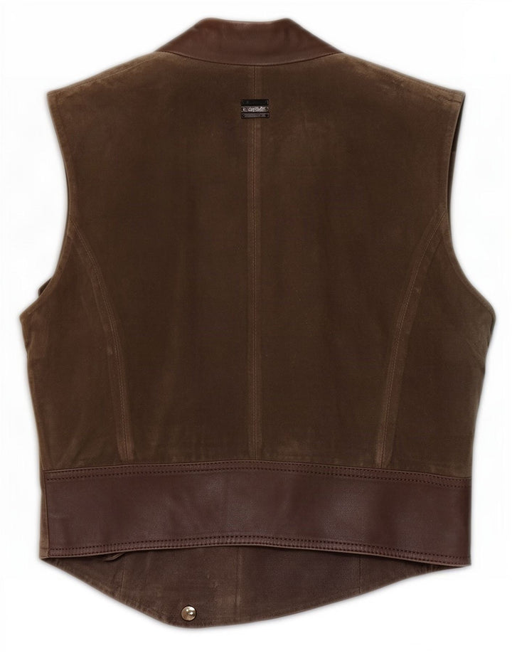 Diesel Womens Suede Waistcoat UK 10 Small Brown Leather