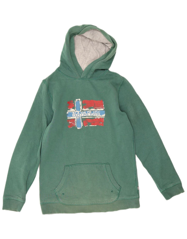 Napapijri Boys Geographic Graphic Hoodie Jumper 13-14 Years Green