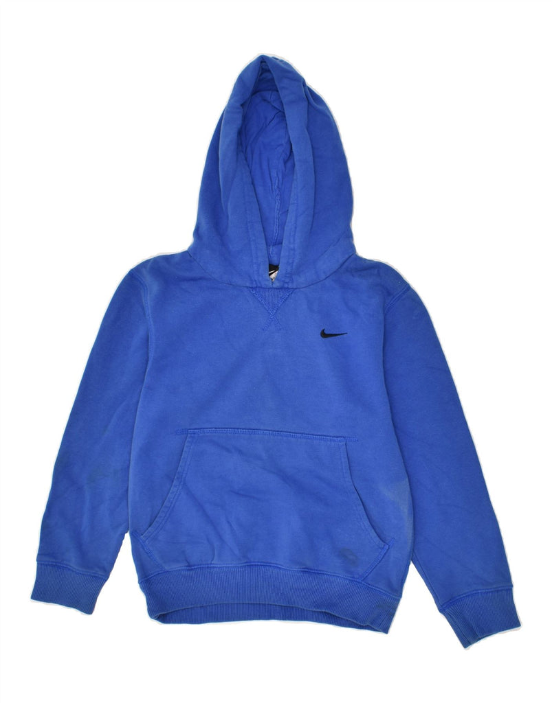 NIKE Boys Hoodie Jumper 8-9 Years Small Blue Cotton | Vintage Nike | Thrift | Second-Hand Nike | Used Clothing | Messina Hembry 