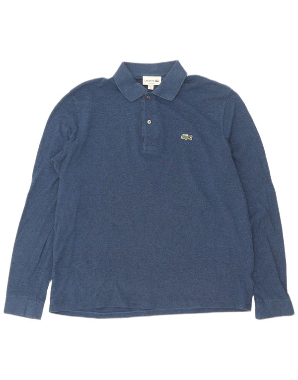 Lacoste Mens Long Sleeve Polo Shirt Size 5 Large Navy Blue Flecked