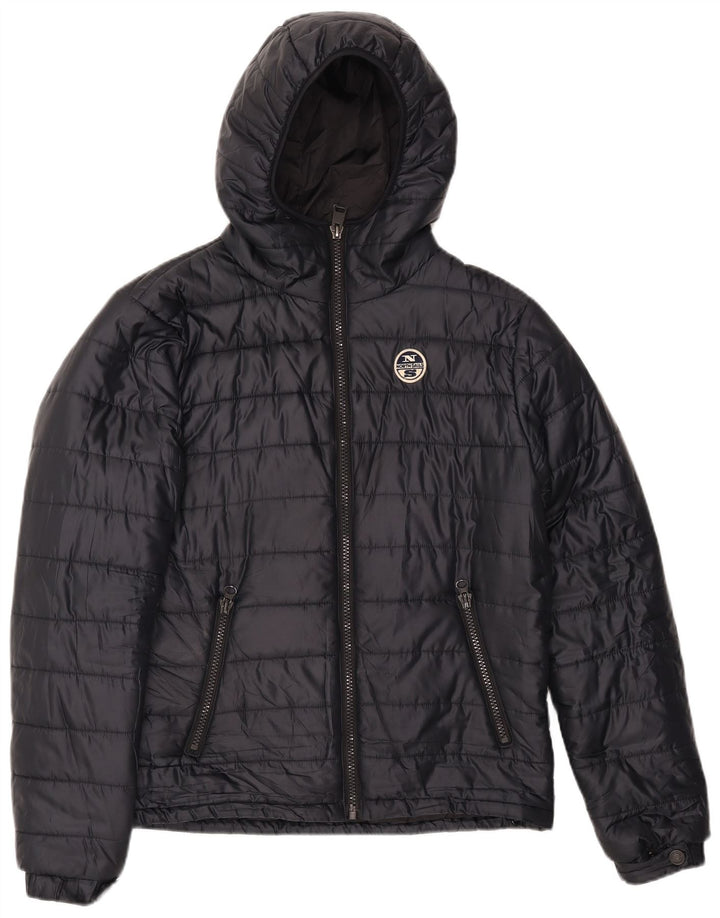 NORTH SAILS Mens Hooded Padded Jacket UK 38 Medium Navy Blue Nylon