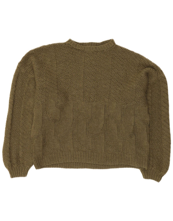 VINTAGE Womens Oversized Crew Neck Jumper Sweater UK 18 XL Khaki