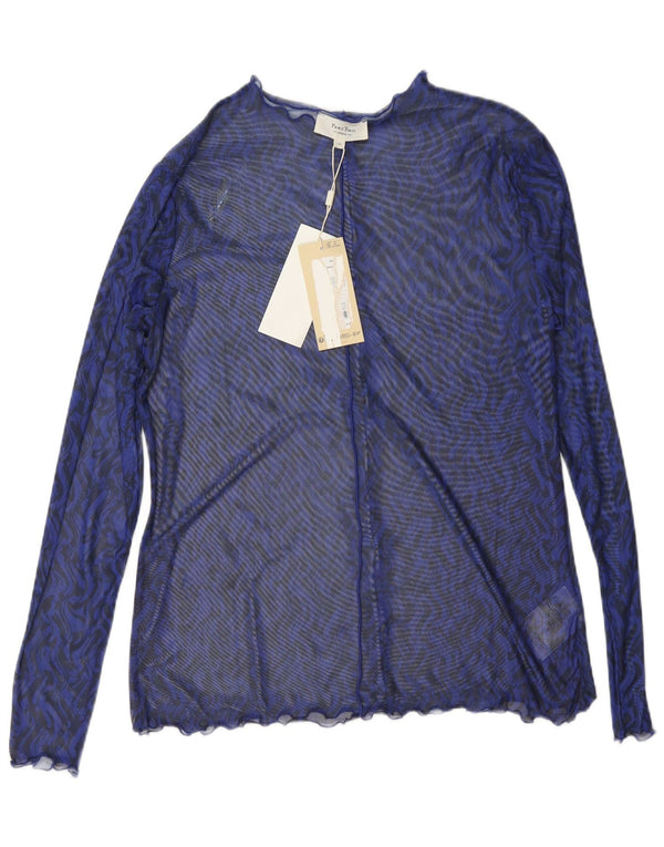 Part Two Womens Long Sleeve See Through Top UK 18 XL Blue Chevron Polyester
